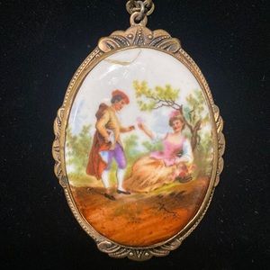 Vintage Victorian Hand Painted Necklace